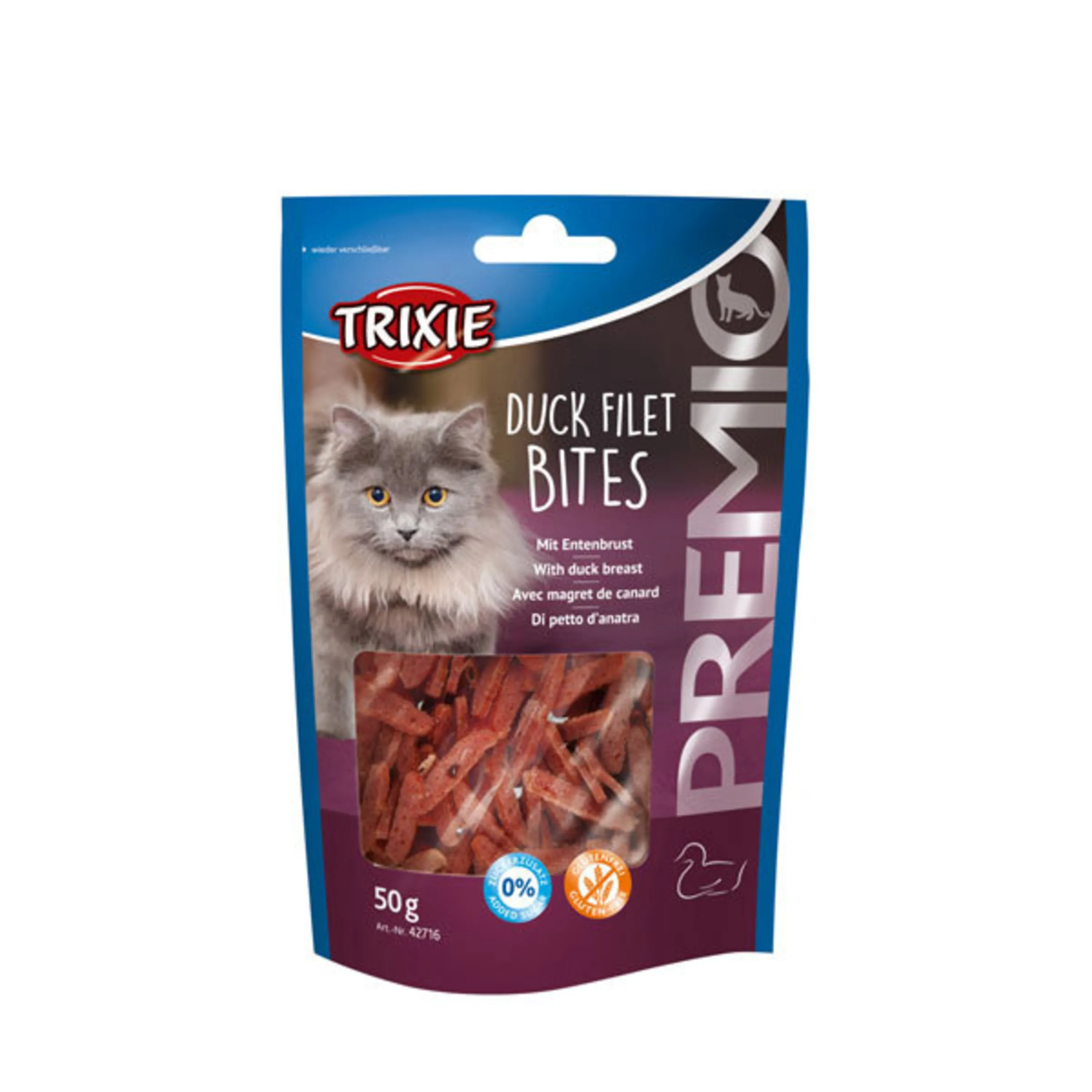 تشویقی گربه با فیله اردک تریکسی – PREMIO Duck Filet Bites